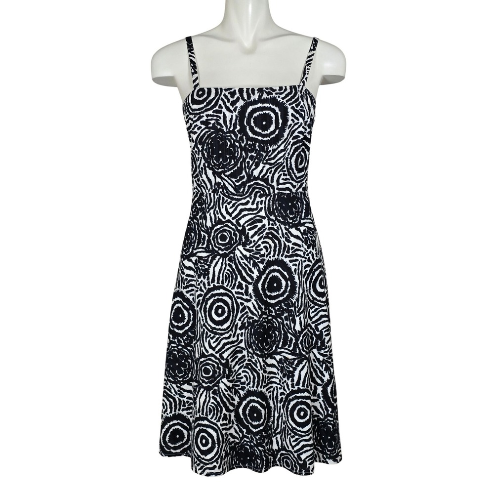 Jacob Women's Abstract Tribal Swirl Print Cotton Sundress Black White 8